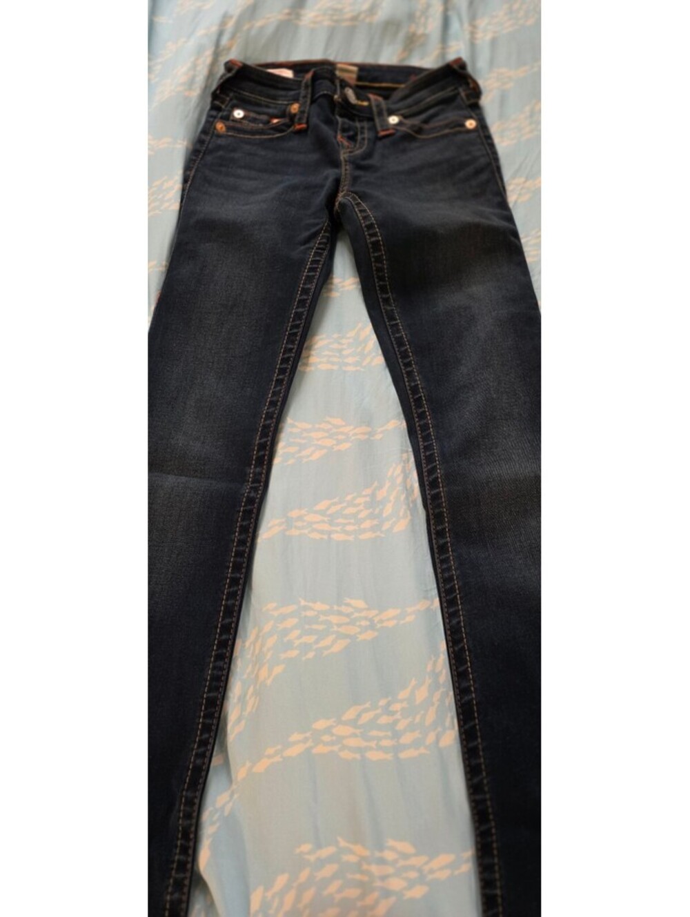 True Religion Dark Wash Jeans with Embellished Front Pockets